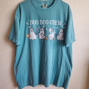 Comfort Colors blue Halloween Boo Boo Crew ghost tee Size XL #halloween #ghosts